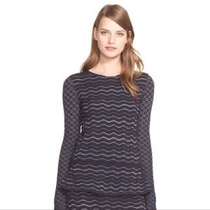 Tory Burch Navy and Gray Wave Pattern Sweater